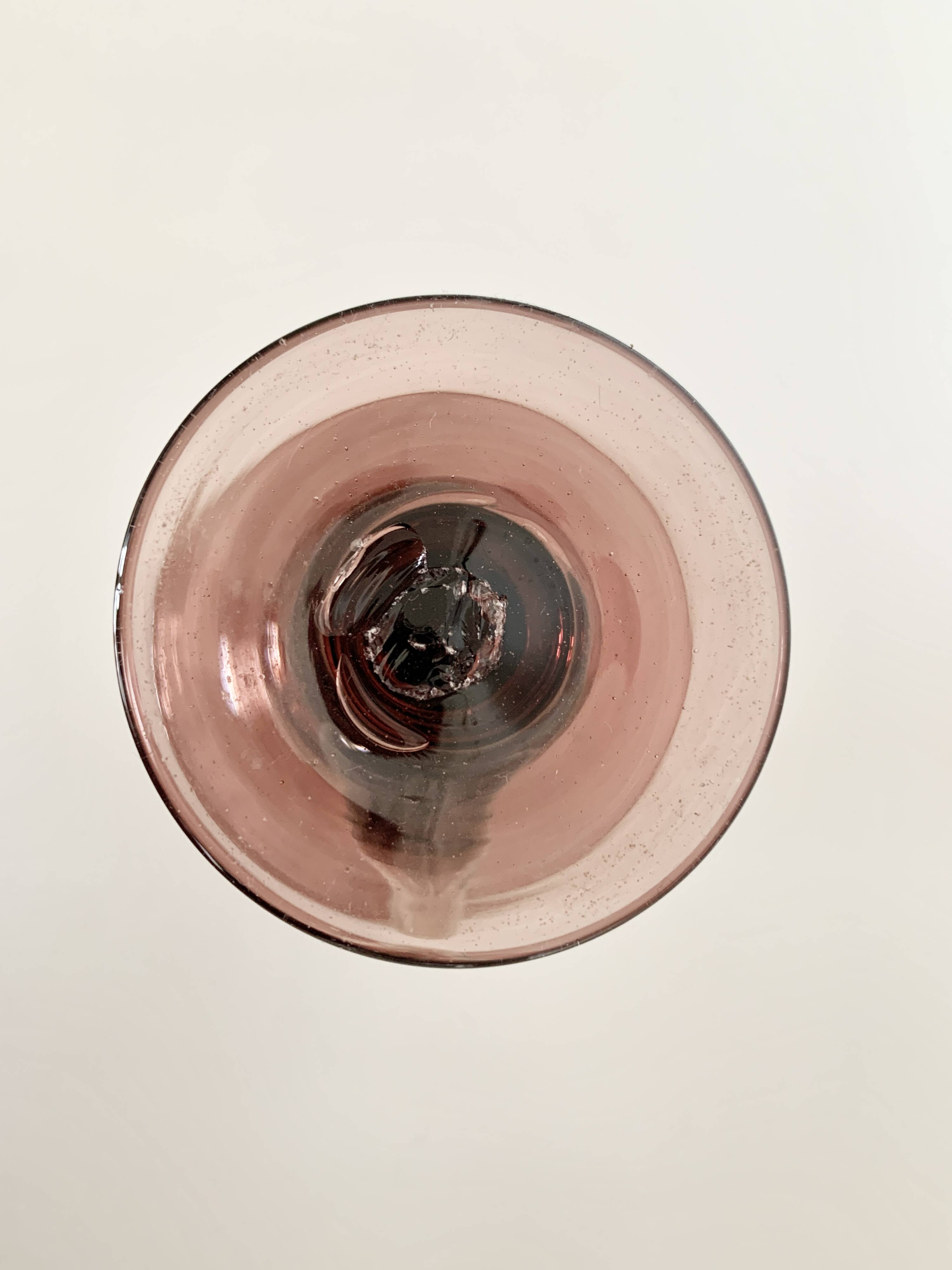 Bougeoir en verre soufflé et bullé