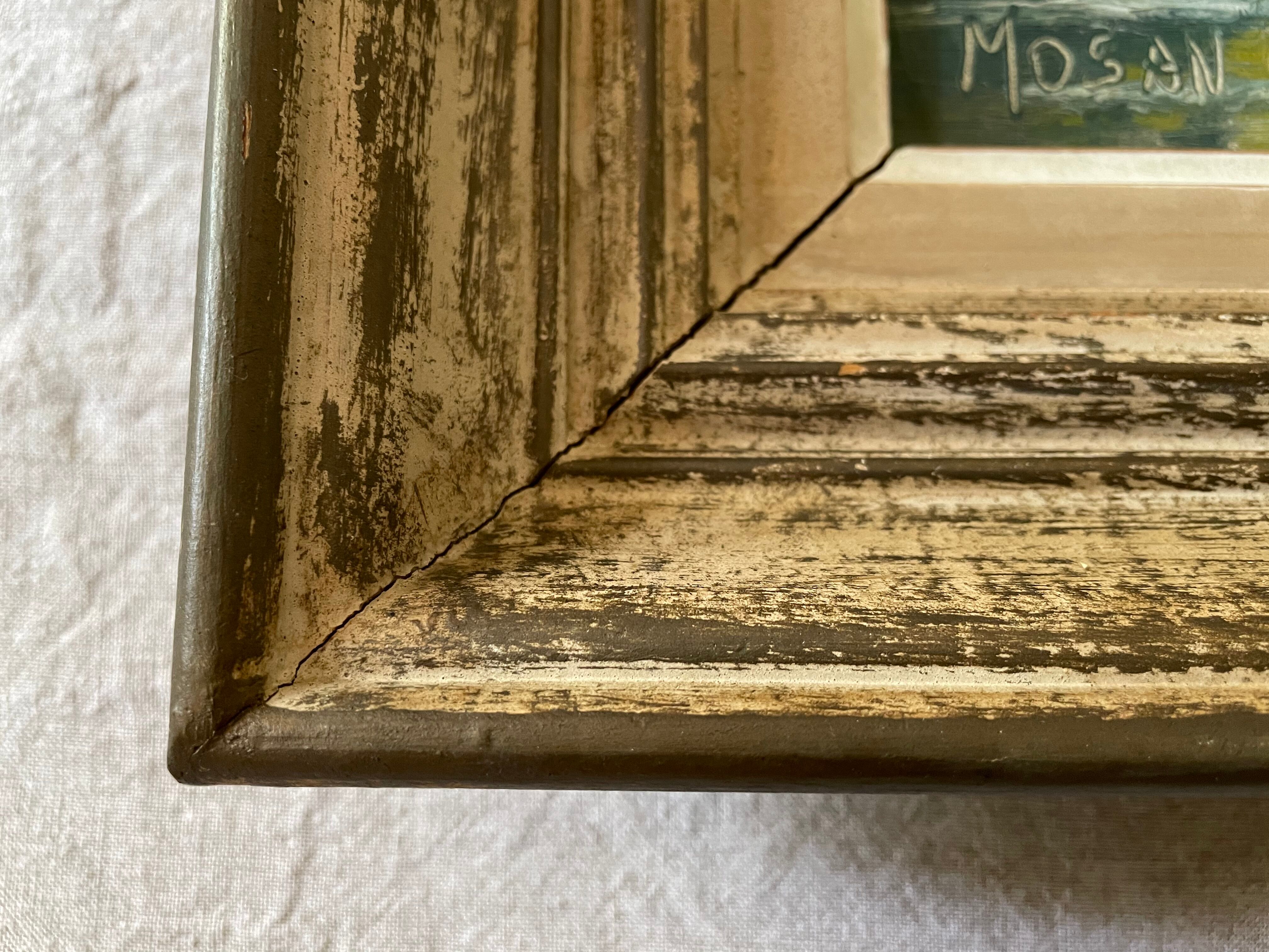 Oil on canvas framed river landscape