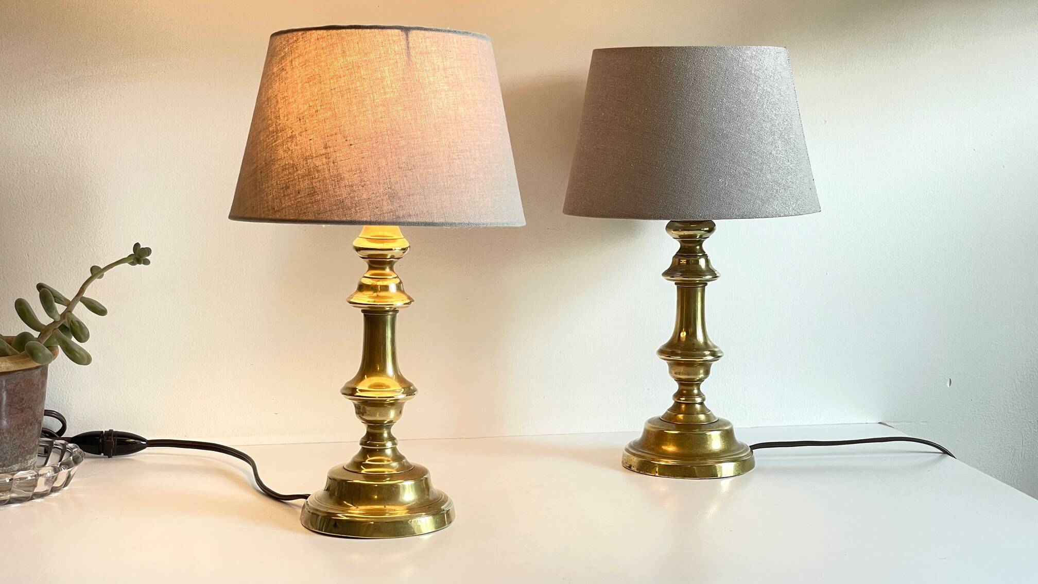 Lamp chic old solid brass candle holder