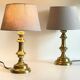 Lampe chic ancien bougeoir laiton massif