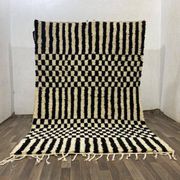 Tapis berbere blanc et noir fait main