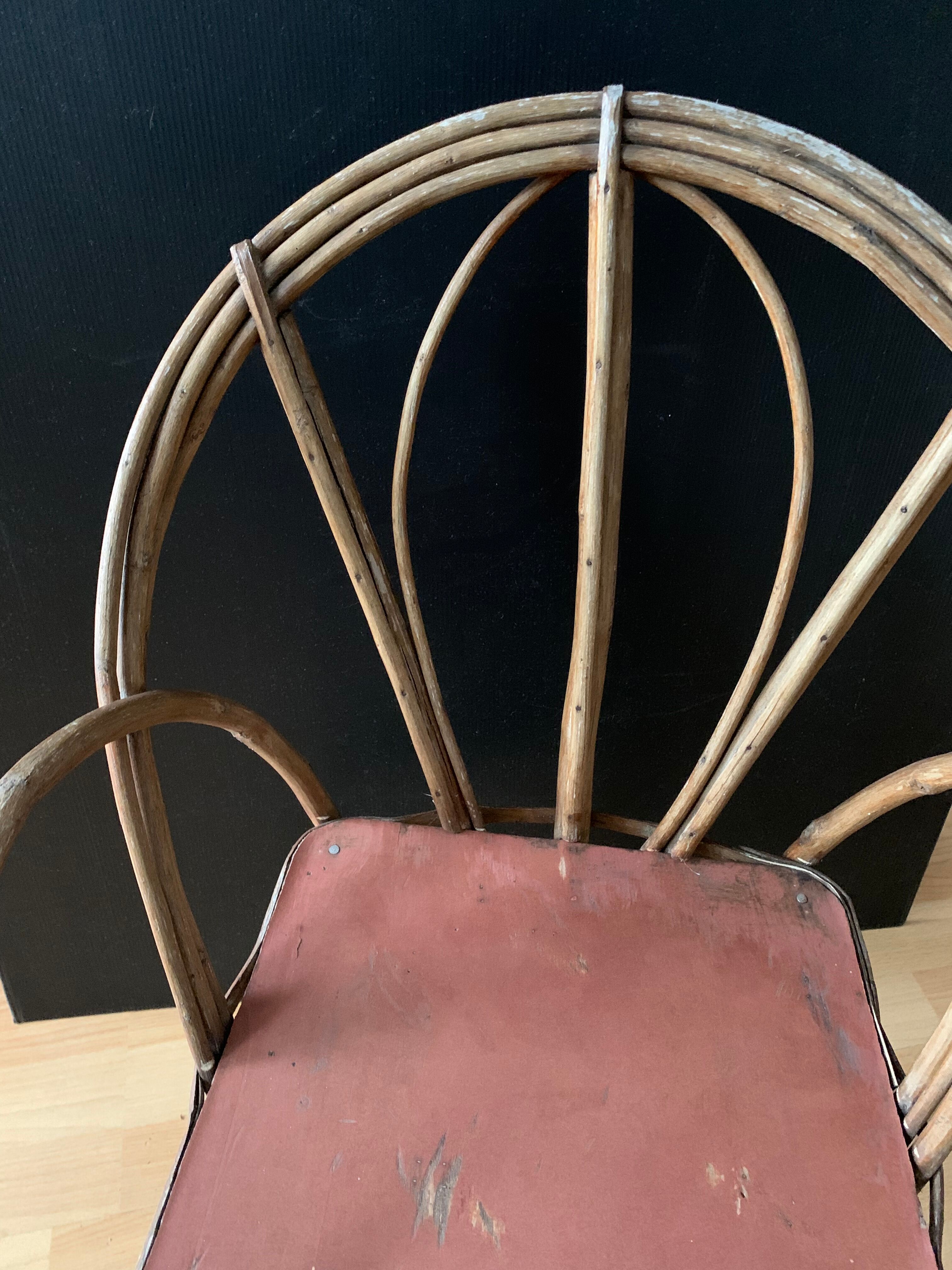 Armchair chair in rattan wicker vintage child