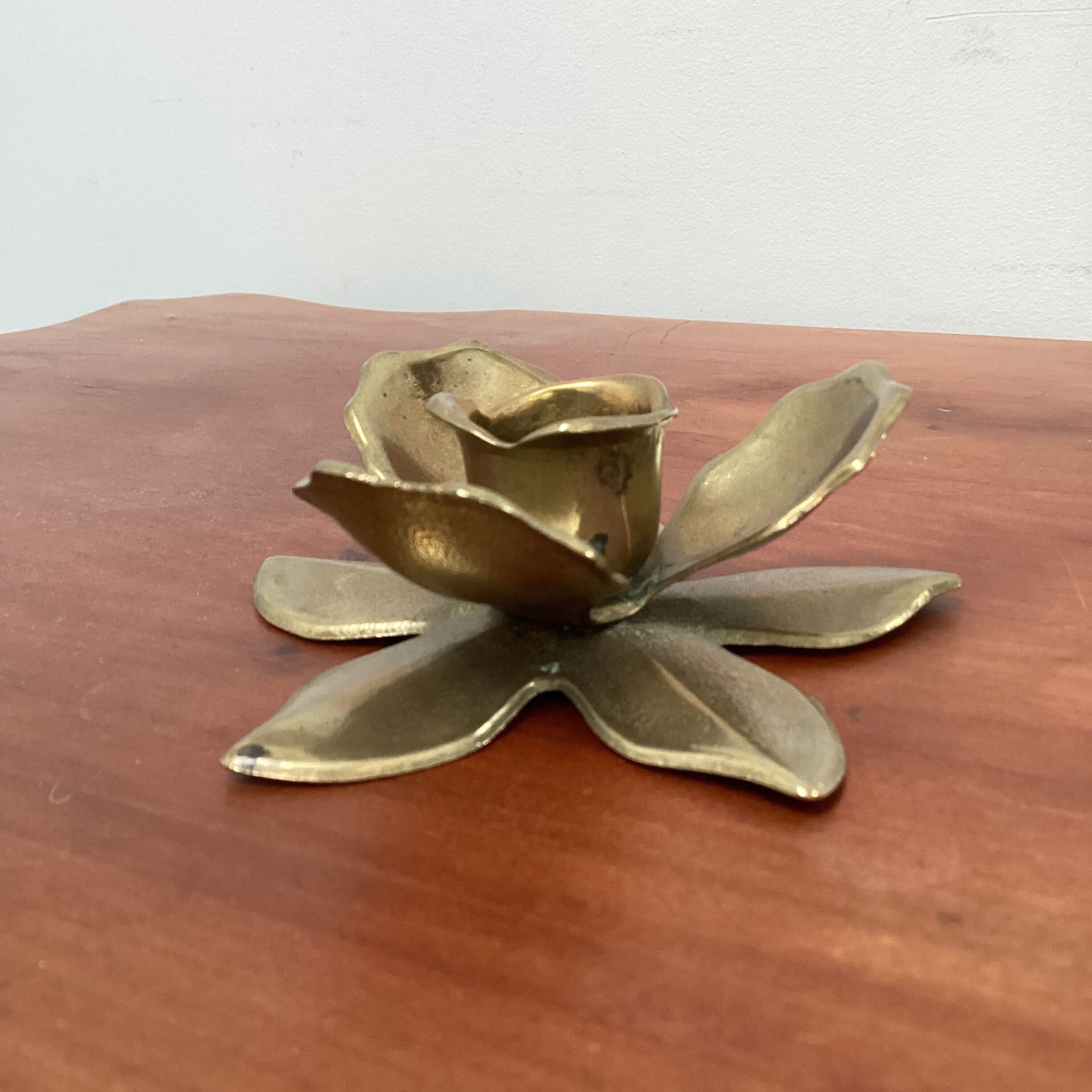 Brass flower candle holder
