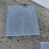 Nested tables with perforated metal from the 1980s.