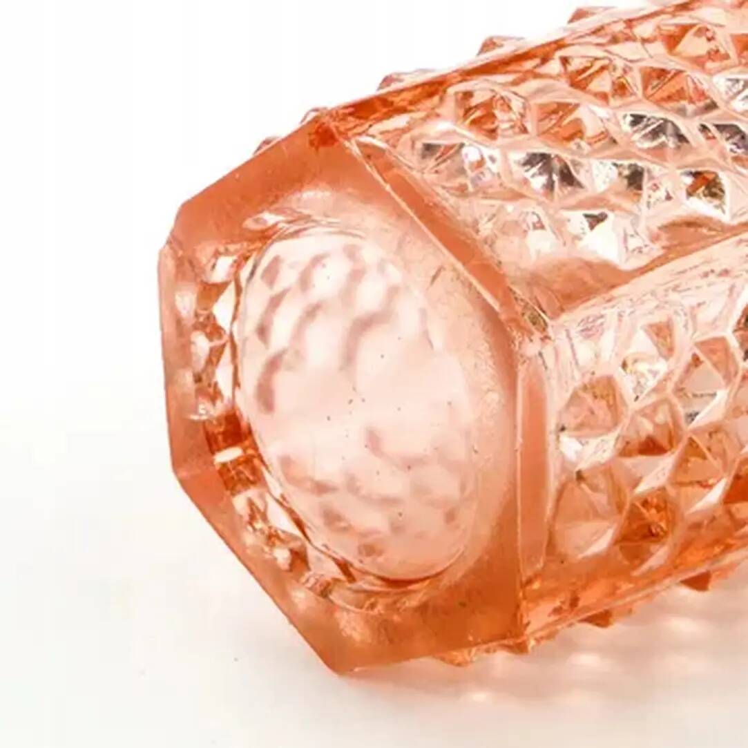 Studs vase, modernism, rose glass, Ząbkowice, Poland, 1970s