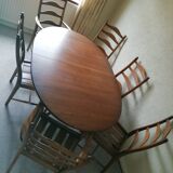 Ercol saville extendable dining table with 6 penn chairs in golden dawn
