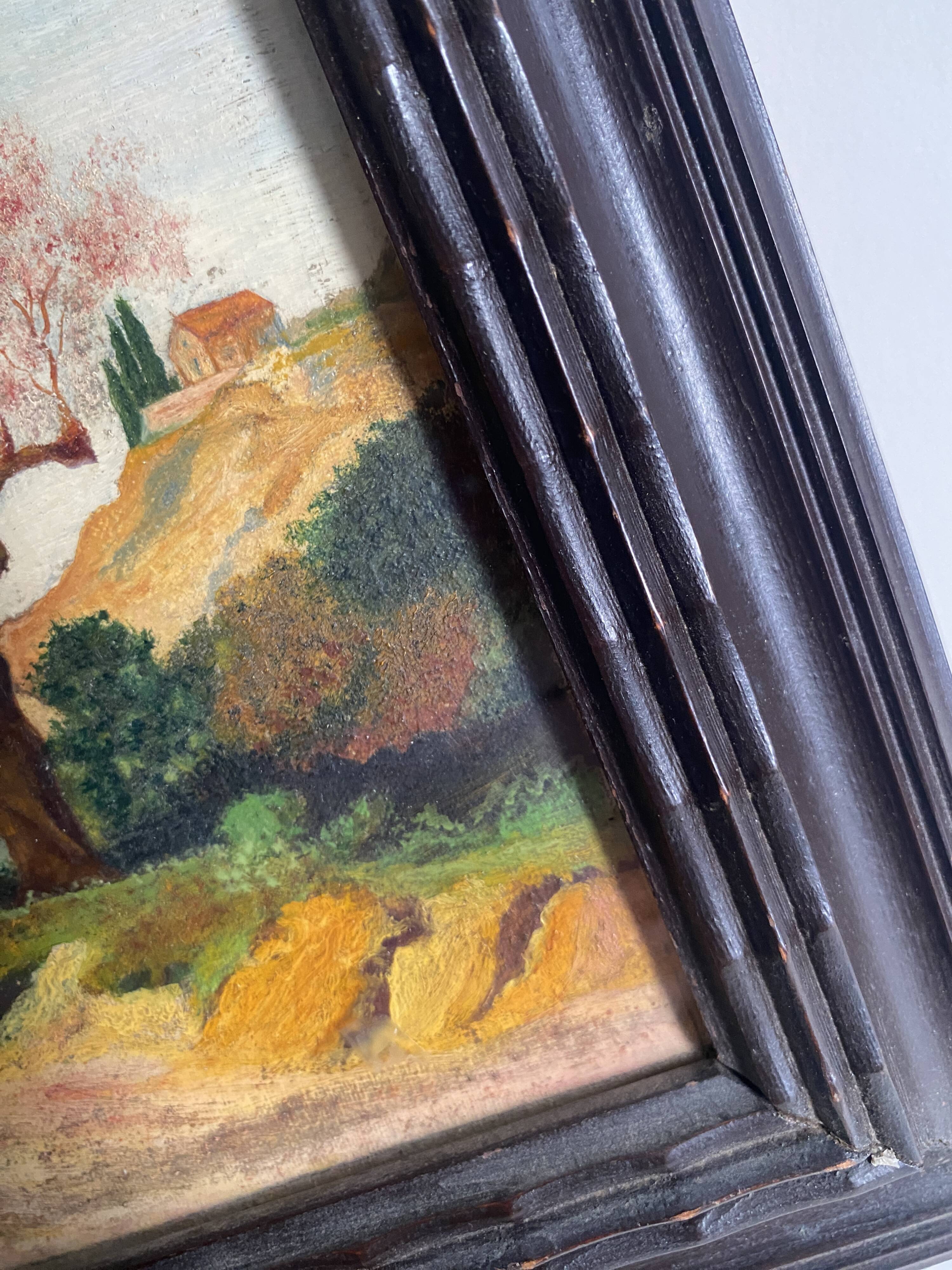 Oil, glazed wooden frame