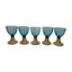 5 glasses in amber and blue crystal George Sand diabolos 19th century