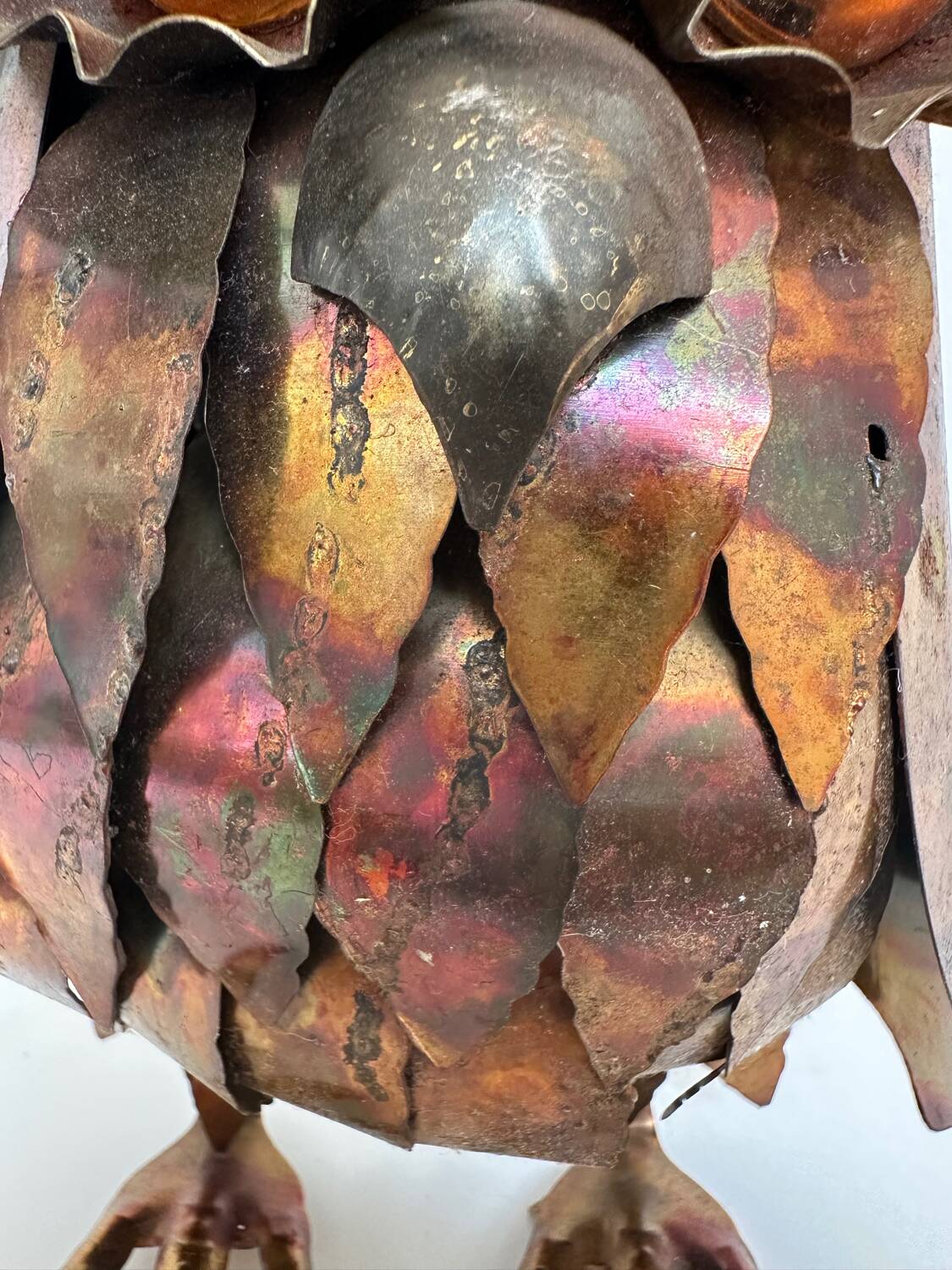 Brutalist owl sculpture, vintage 1970s