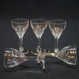 5 verres a liqueur en cristal taillé 6 côtes plates nestor val saint lambert