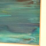 Peinture marine petit format signée en bas à droite. Encadrée, sous verre