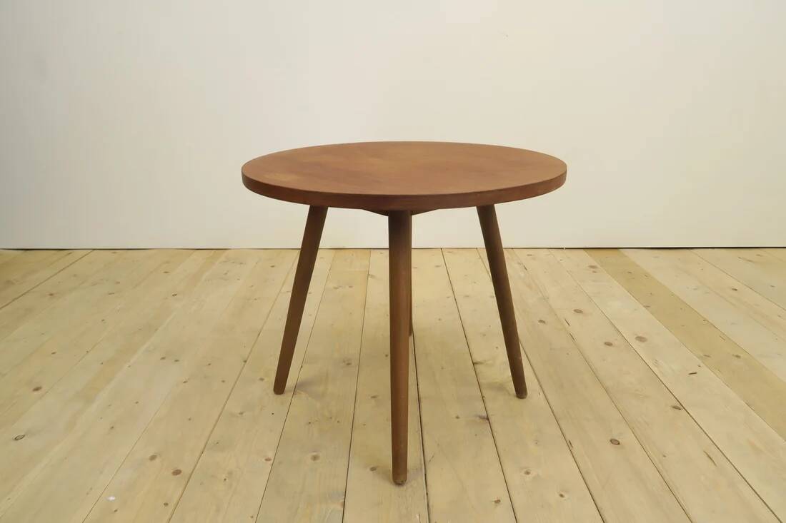 Table basse ronde en teck, années 1960