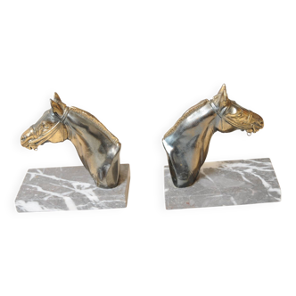 Art deco bookends (1920-1930) horse riding in marble and brass