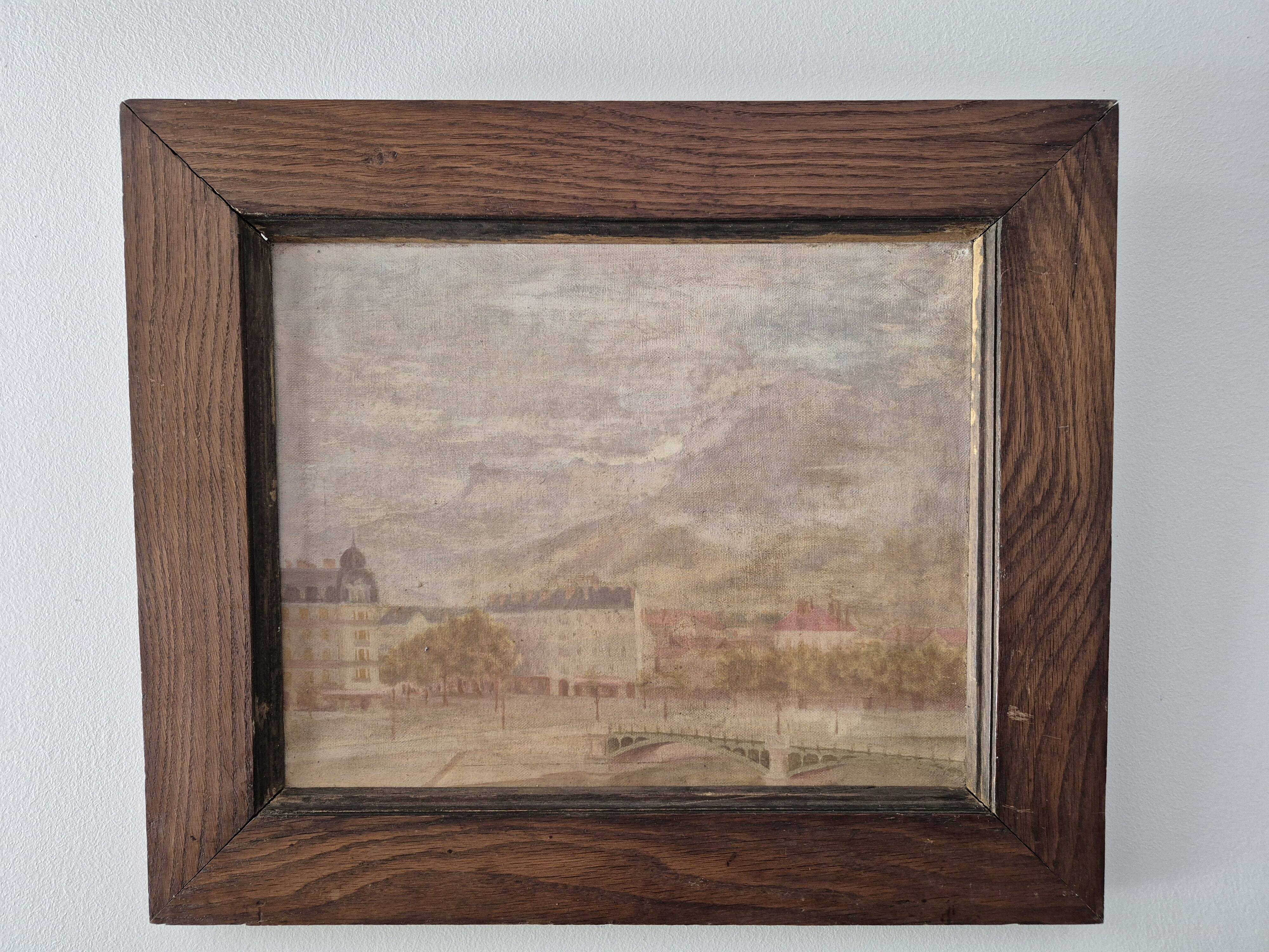 Painting, oil painting, Notre-Dame Bridge, Paris