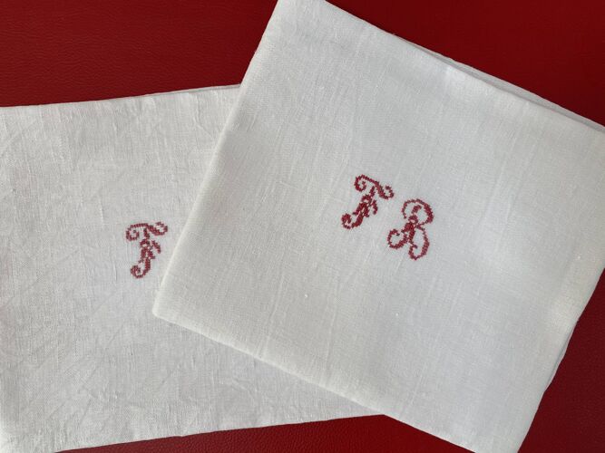 Set de 2 serviettes de table monogramme FB