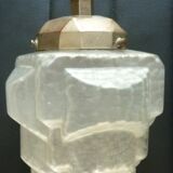 Art deco pendant lamp, frosted glass globe, skyscraper, building