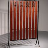 Italian Vintage Elegance – Brass and Teak Wall Clothes Hanger from the 1950