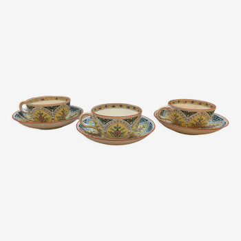 3 cups and 3 saucers in English porcelain Minton