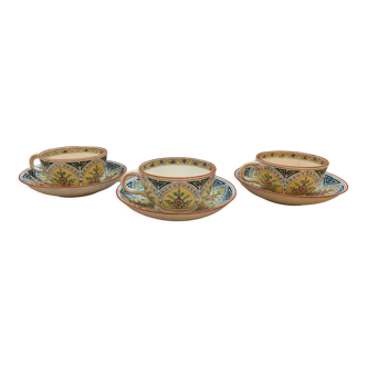 3 tasses et 3 sous-tasses en porcelaine anglaise minton