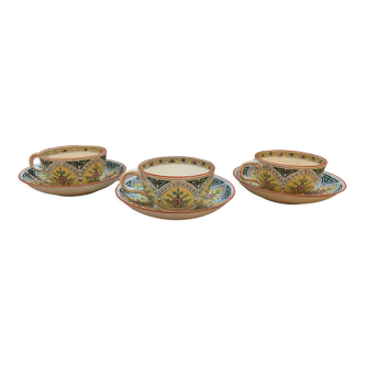 3 cups and 3 saucers in English porcelain Minton