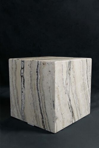 Table basse cube table d'appoint en marbre blanc et gris