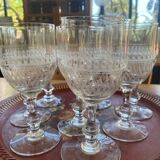 11 chiseled crystal wine glasses