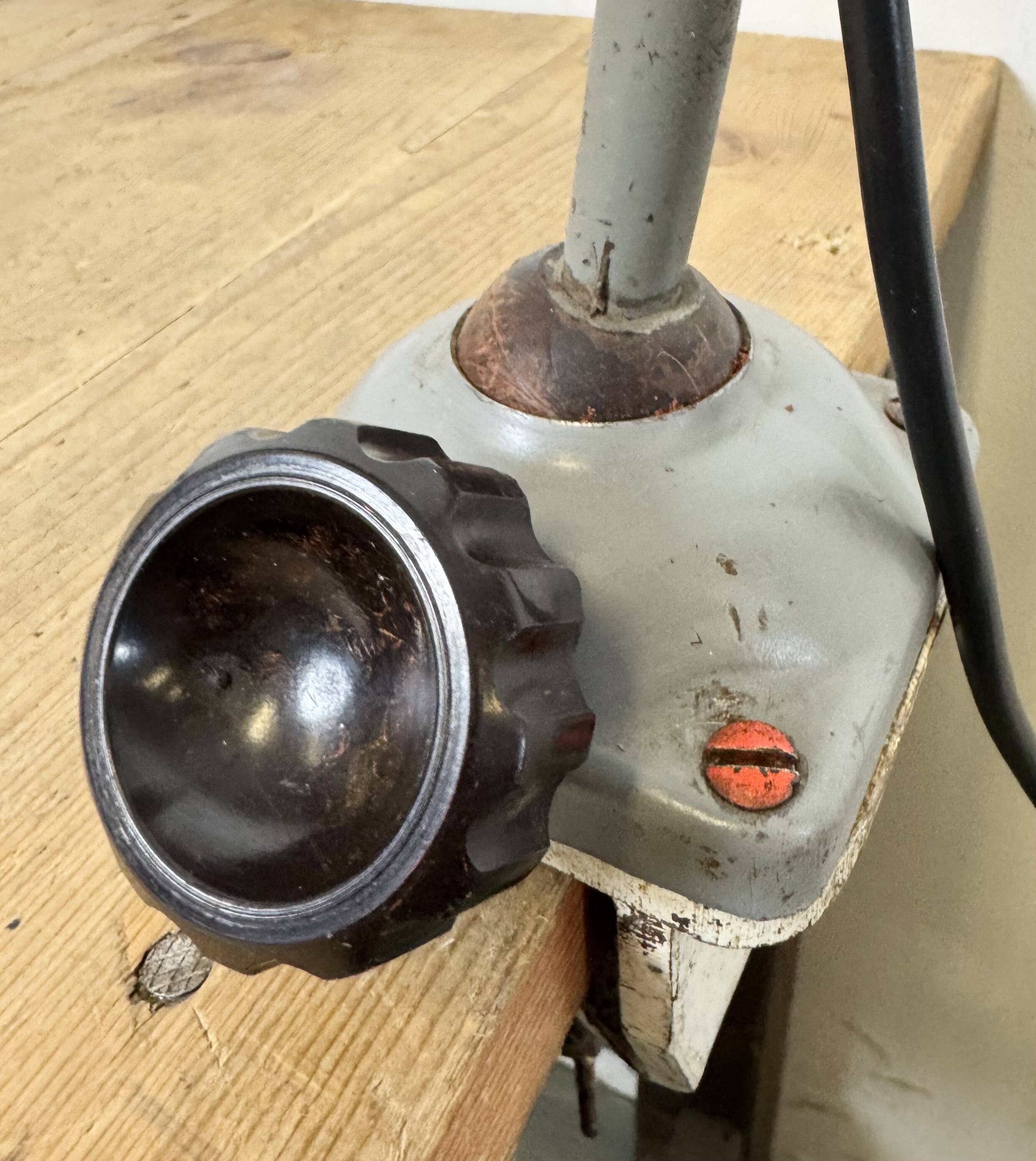 Large Grey Industrial Workshop Table Lamp, 1960s