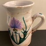 Pitcher or ceramic decanter, Vallauris thistle decoration