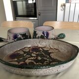 Vintage fondue pot and dish