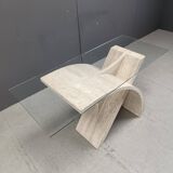 Sculptural vintage travertine console table, 1970s