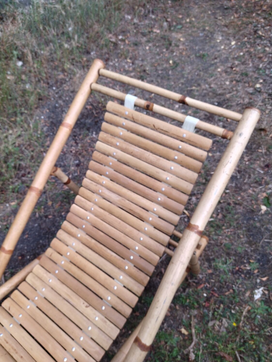 Chaise longue en bambou vintage