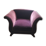 Fauteuil en velours parme violet