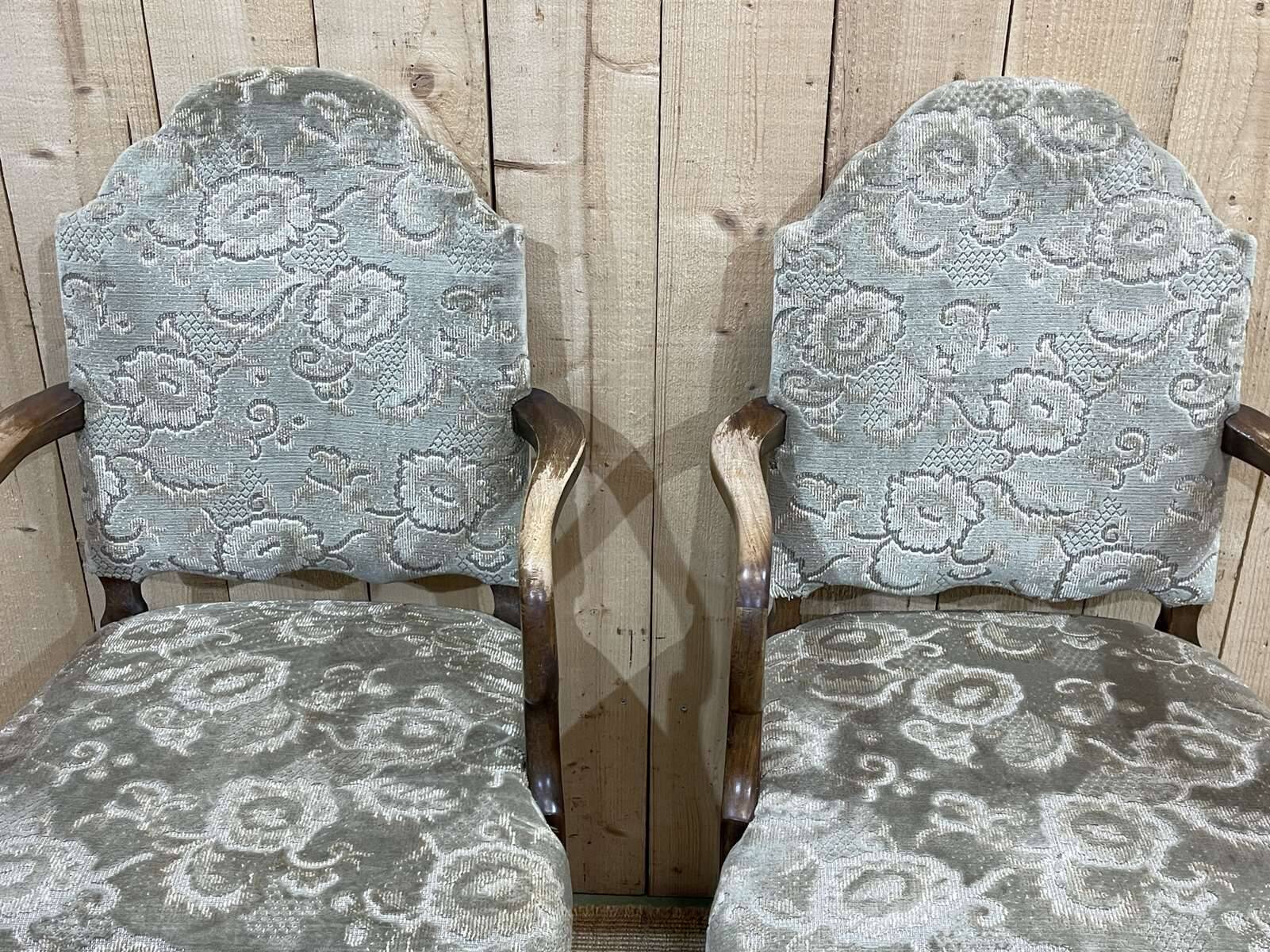 Pair of 1930s Walnut Chippendale Armchairs