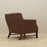 Fauteuil en cuir marron, design danois, années 1960, production: Danemark