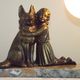 French Art Deco Table Lamp – Kneeling Girl with Dog & Clichy Glass Shade