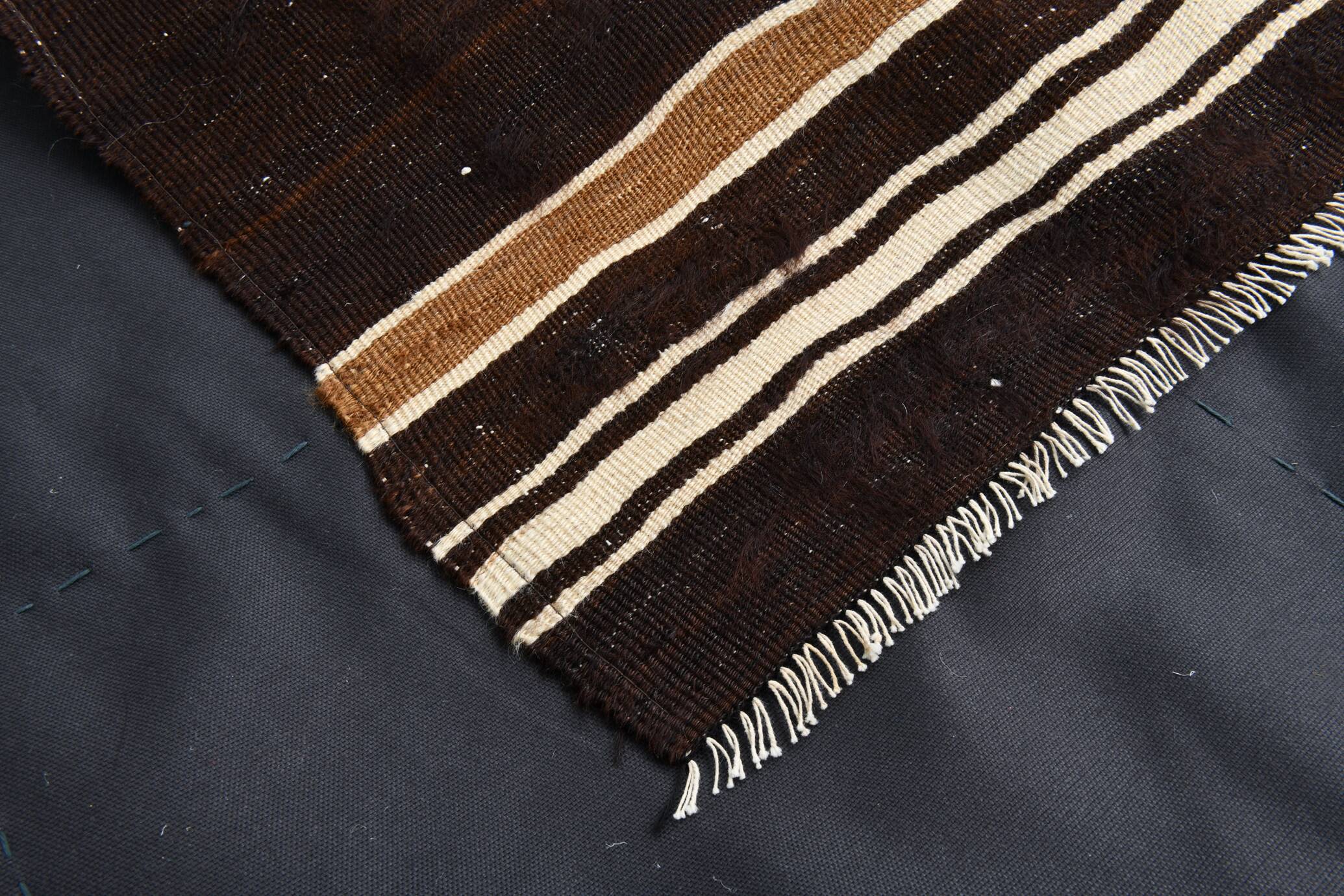 Dark Brown Beige Aesthetic Vintage Rug, 135x165Cm