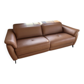 PISA leather sofa 3-seater 205cm Cognac