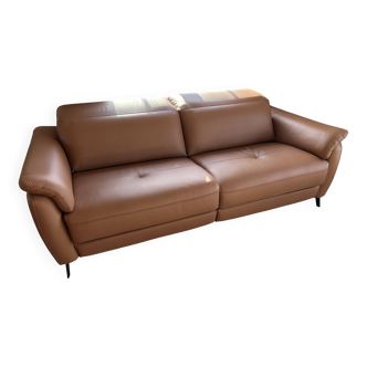 PISA leather sofa 3-seater 205cm Cognac