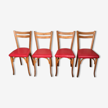 Série 4 chaises bistrot vintage baumann ep 40/50
