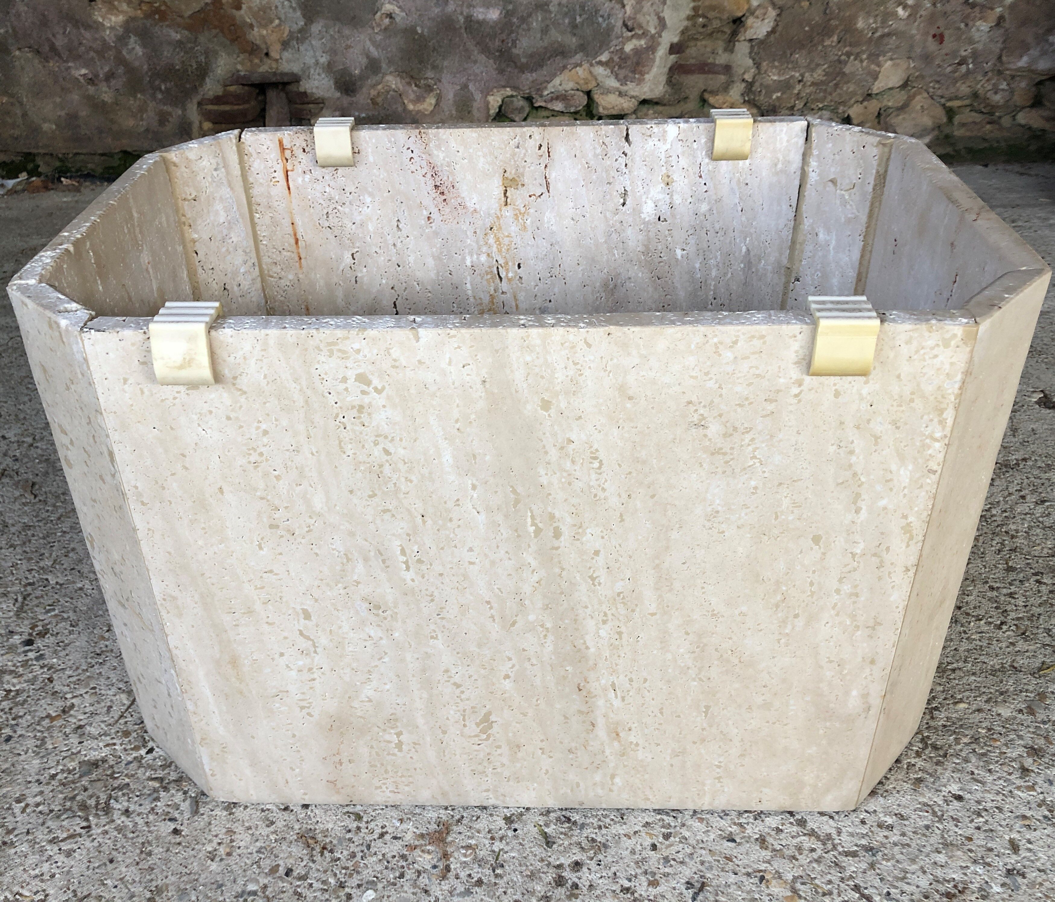Large octagonal coffee table in 70s/80s travertine