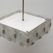 Glass and chromed steel pendant lamp by Kamenický Senov, 1970