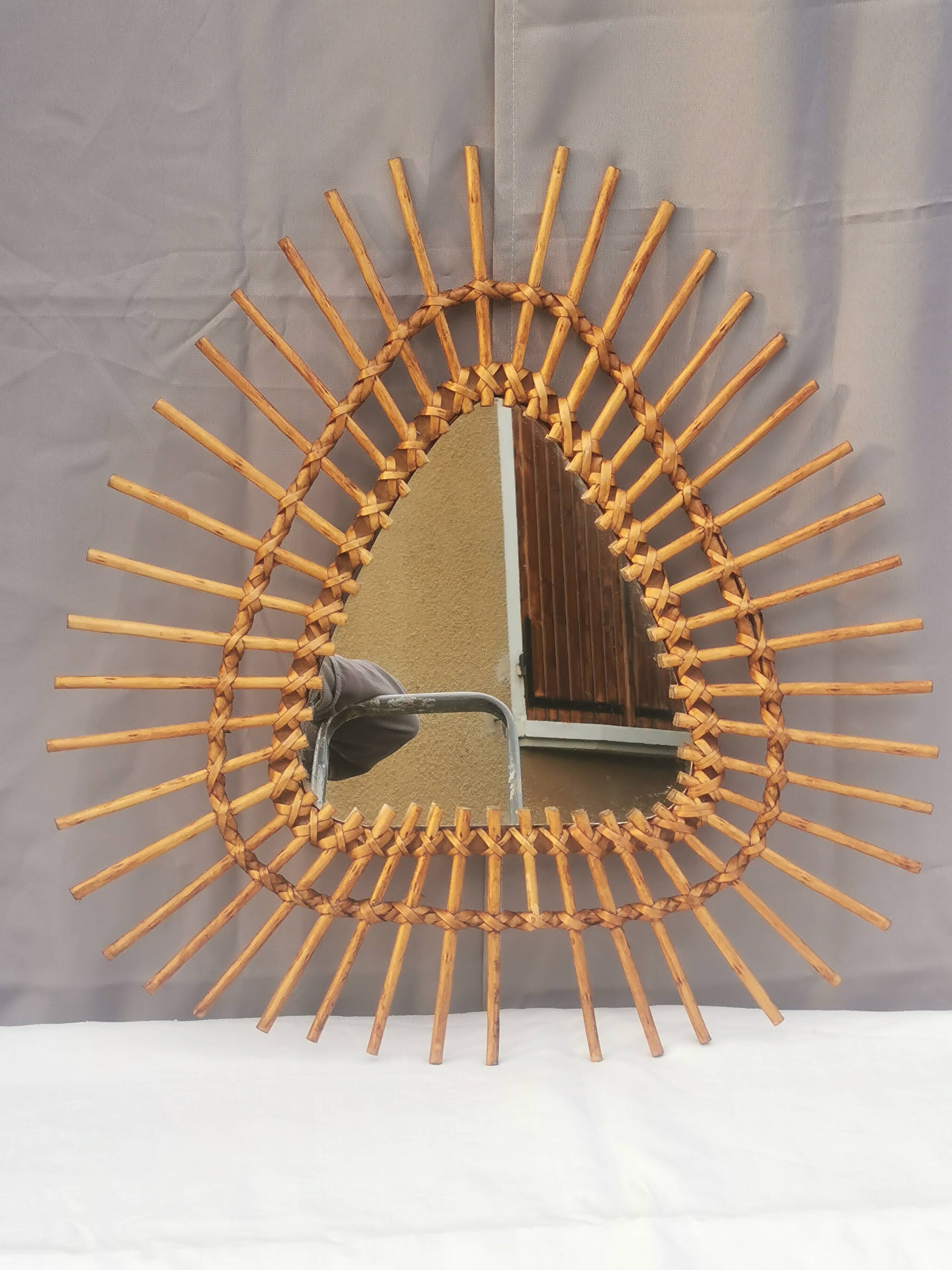 Vintage “rattan” wall mirror