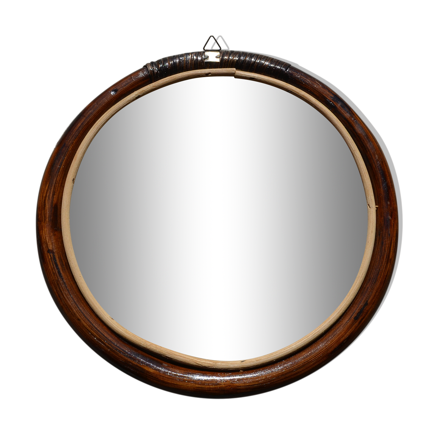 Round rattan mirror