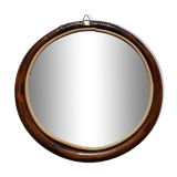 Miroir rond en rotin