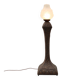Art Nouveau floorlamp in hammered copper with frosted glass hood, Belgium