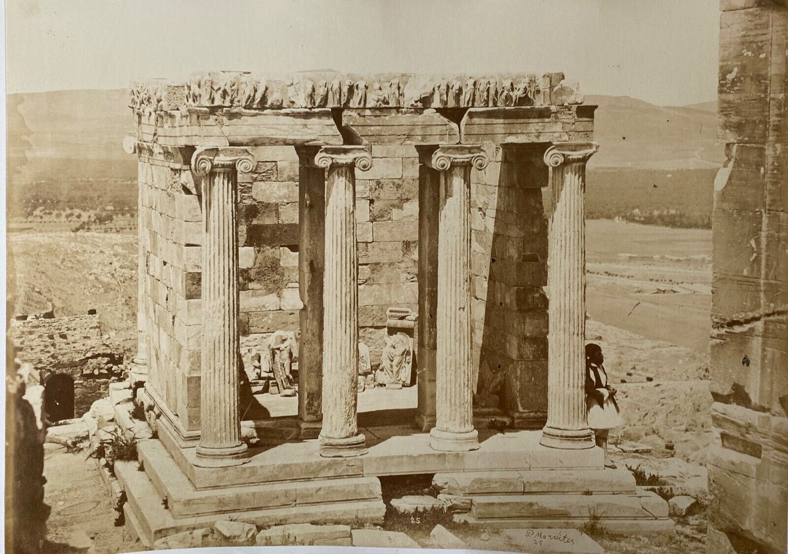 Photo Athens Temple of Victory Winger Winger XIXth P. Moraites Albumin laminated on cardboard