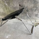 Condor lounge chair or deckchair in black leather - made in France - design 1970