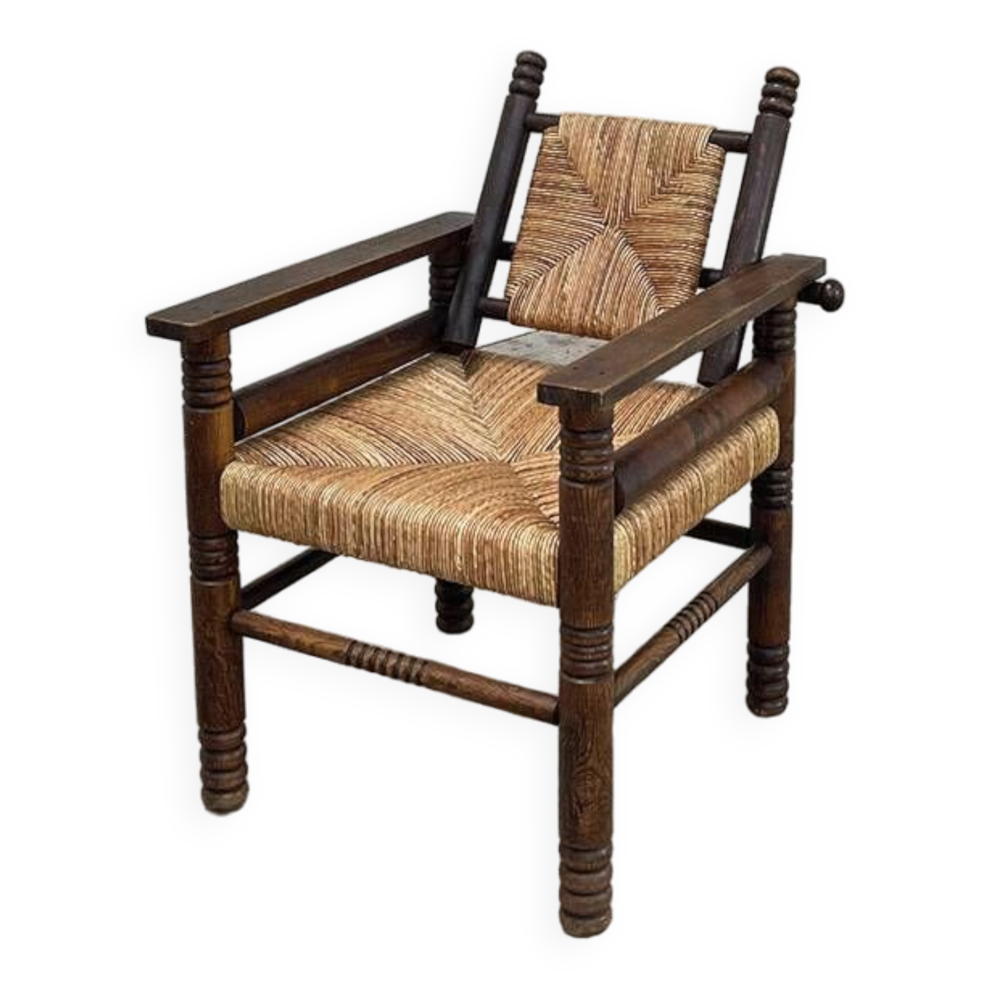Fauteuil paillé 1950 dlg Dudouyt