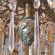 Lustre en bronze doré et crystal