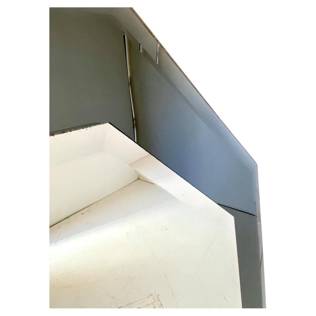 Vintage octagonal mirror in beveled glass, Italy 1960 's